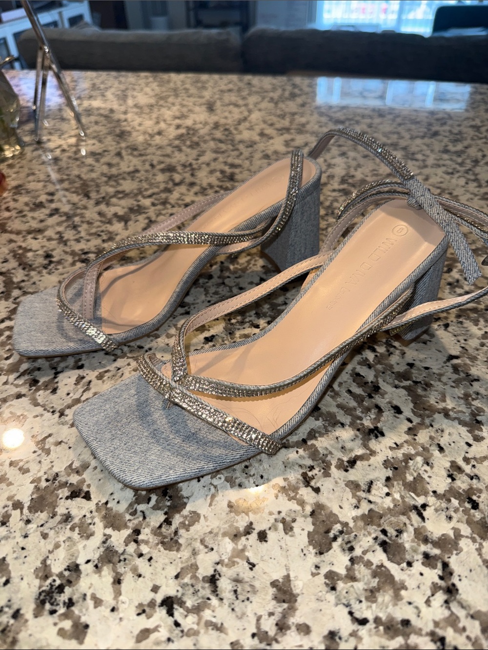 Metallic Silver Strappy Block Heel Sandals - Women